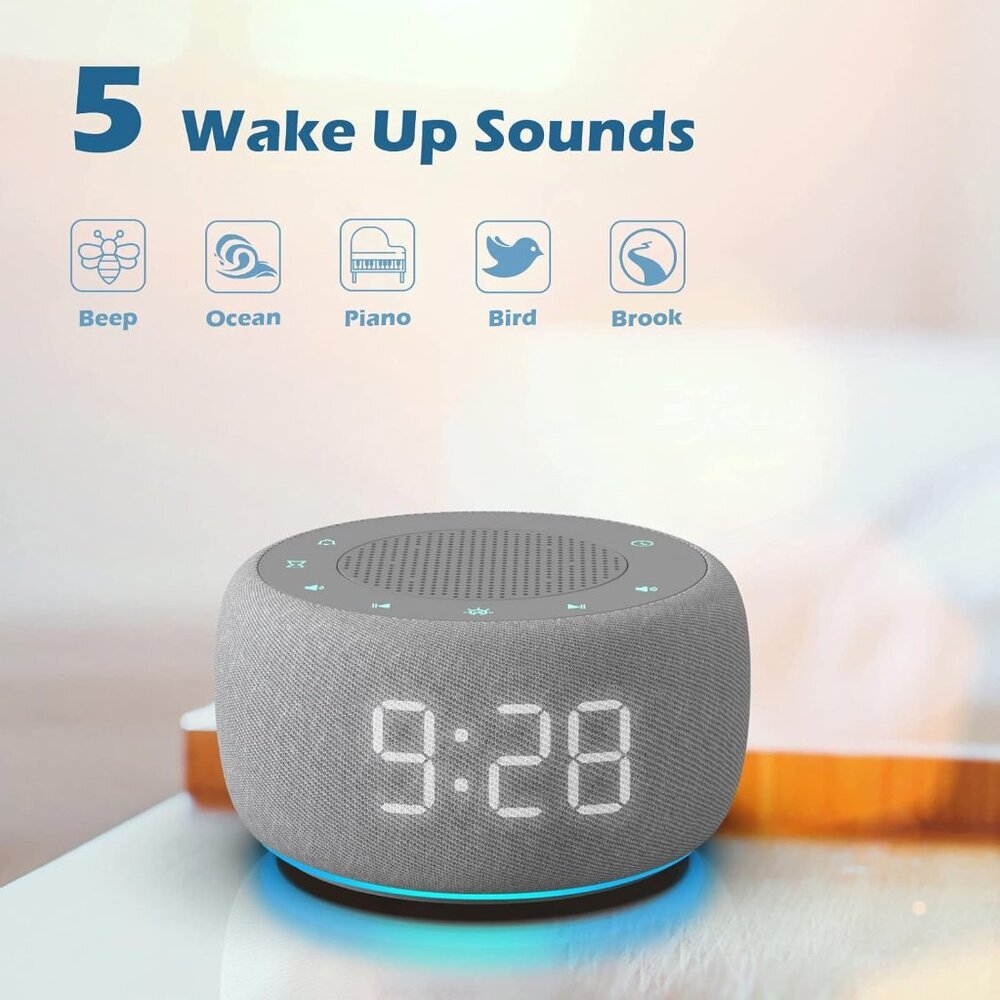 Sound Machine & Alarm Clock 2-in-1, 18 Soothing Sound, 7 Night Light, Sleep Time - Picture 6 of 7